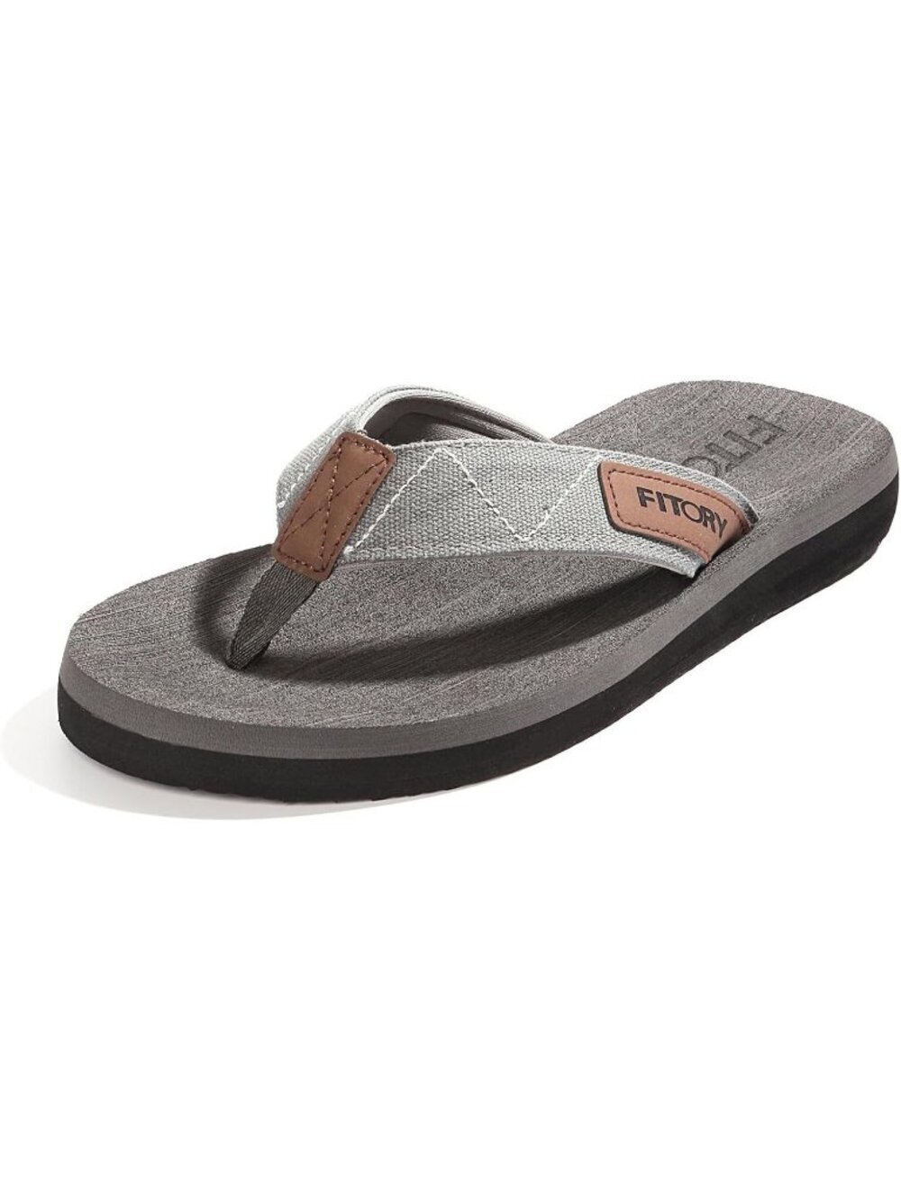 Men's Grey Flat Thongs Solid Comfort Split Toe Rubber Flip Flop Slipper Shoes